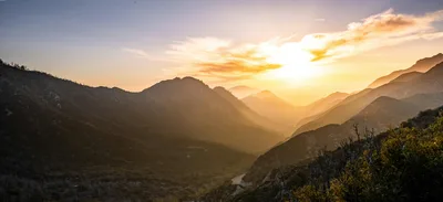 A stunning sunset over the San Gabriel Mountains in California.